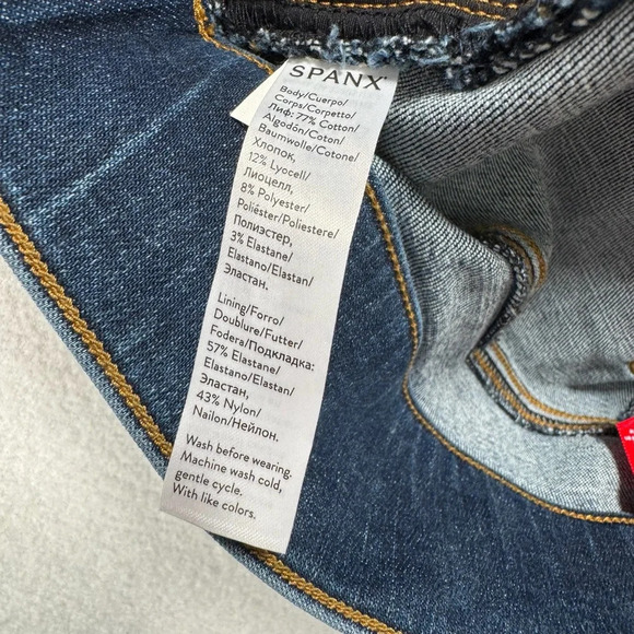Spanx Skinny Pull On Jean Leggings Womens Size Medium Blue Mid Rise Stretch - Picture 6 of 12